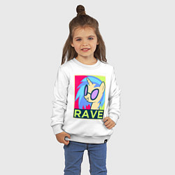 Свитшот хлопковый детский DJ Pon-3 RAVE, цвет: белый — фото 2