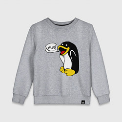 Свитшот хлопковый детский Пингвин: Linux, цвет: меланж