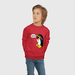 Свитшот хлопковый детский Пингвин: Linux, цвет: красный — фото 2