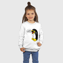 Свитшот хлопковый детский Пингвин: Linux цвета белый — фото 2