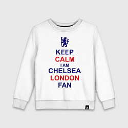 Свитшот хлопковый детский Keep Calm & Chelsea London fan цвета белый — фото 1