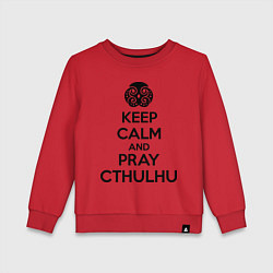 Свитшот хлопковый детский Keep Calm & Pray Cthulhu, цвет: красный