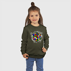 Свитшот хлопковый детский Кубик Рубика, цвет: хаки — фото 2