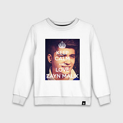 Свитшот хлопковый детский Keep Calm & Love Zayn Malik, цвет: белый