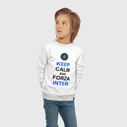 Свитшот хлопковый детский Keep Calm & Forza Inter, цвет: белый — фото 2