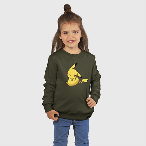 Детский свитшот Милый Пикачу / Хаки – фото 3