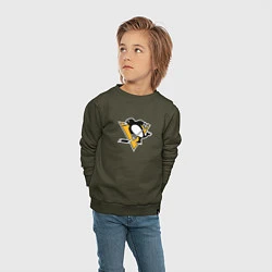 Свитшот хлопковый детский Pittsburgh Penguins: Evgeni Malkin, цвет: хаки — фото 2