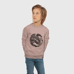 Свитшот хлопковый детский Кельтский дракон, цвет: пыльно-розовый — фото 2
