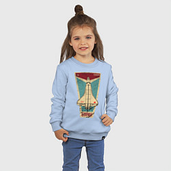 Свитшот хлопковый детский Буран космический корабль СССР, цвет: мягкое небо — фото 2