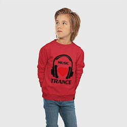 Свитшот хлопковый детский Trance Music is Love, цвет: красный — фото 2