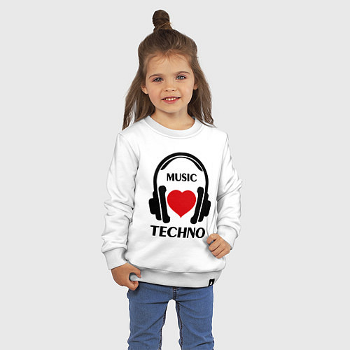 Детский свитшот Techno Music is Love / Белый – фото 3