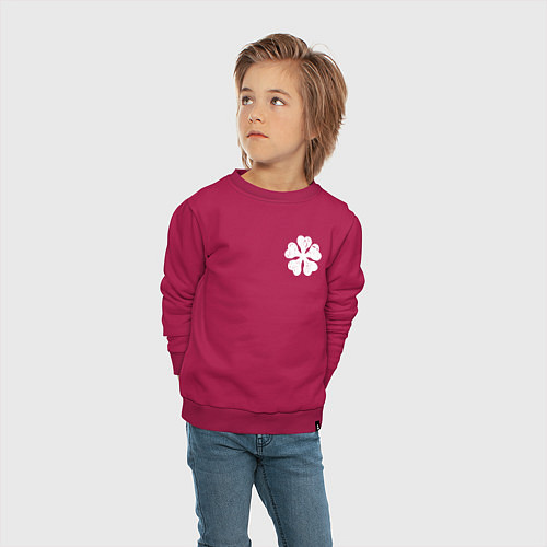 Детский свитшот ЧЁРНЫЙ КЛЕВЕР НА СПИНЕ / Маджента – фото 4