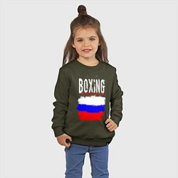 Свитшот хлопковый детский Бокс Россия, цвет: хаки — фото 2