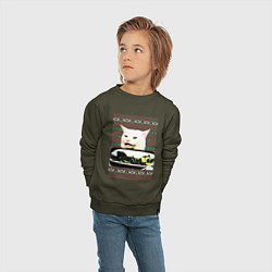 Свитшот хлопковый детский Woman Yelling at a Cat, цвет: хаки — фото 2