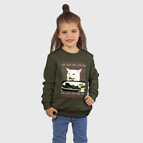 Детский свитшот Woman Yelling at a Cat / Хаки – фото 3