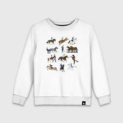 Свитшот хлопковый детский Конный виды спорта, цвет: белый
