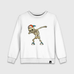 Свитшот хлопковый детский Dab Skeleton, цвет: белый