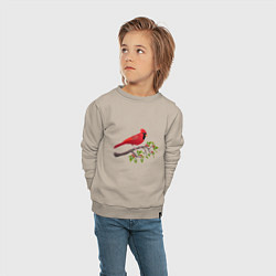 Свитшот хлопковый детский Красный кардинал, цвет: миндальный — фото 2