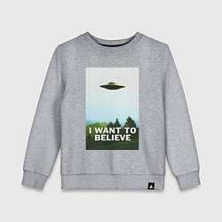 Свитшот хлопковый детский I WANT TO BELIEVE, цвет: меланж