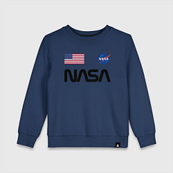 Свитшот хлопковый детский NASA НАСА, цвет: тёмно-синий