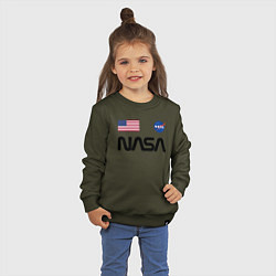 Свитшот хлопковый детский NASA НАСА, цвет: хаки — фото 2