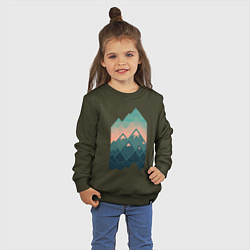 Свитшот хлопковый детский Геометрические горы, цвет: хаки — фото 2