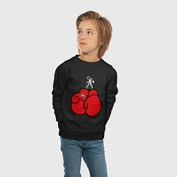 Свитшот хлопковый детский Боксерские перчатки, цвет: черный — фото 2