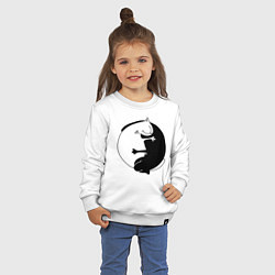 Свитшот хлопковый детский Инь-Янь Коты, цвет: белый — фото 2