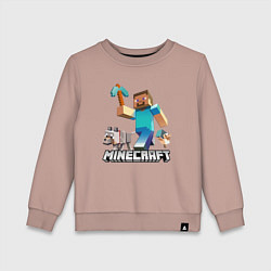 Свитшот хлопковый детский MINECRAFT, цвет: пыльно-розовый
