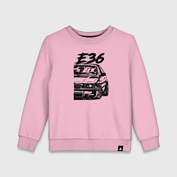Свитшот хлопковый детский BMW E36, цвет: светло-розовый