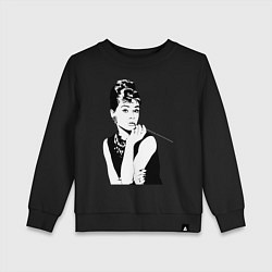 Свитшот хлопковый детский Одри Хепбернхлопок, цвет: черный