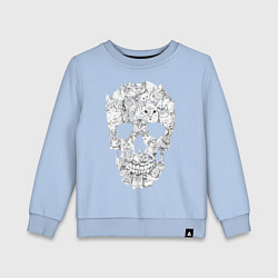 Свитшот хлопковый детский ЧЕРЕП ИЗ КОТИКОВ, цвет: мягкое небо