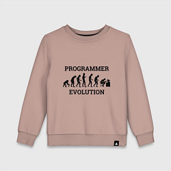 Свитшот хлопковый детский Эволюция программиста, цвет: пыльно-розовый