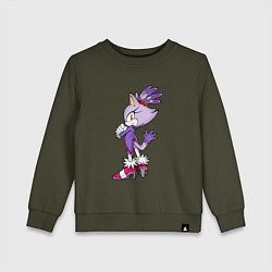 Свитшот хлопковый детский SONIC Кошка Блейз, цвет: хаки
