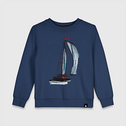 Свитшот хлопковый детский Парусник, цвет: тёмно-синий