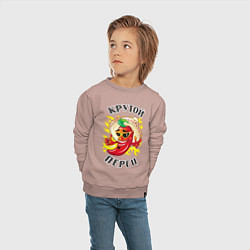 Свитшот хлопковый детский Крутой мексиканский перец, цвет: пыльно-розовый — фото 2