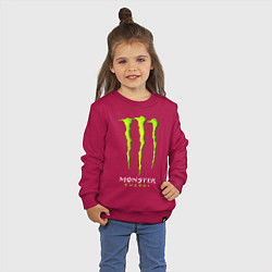 Свитшот хлопковый детский MONSTER ENERGY, цвет: маджента — фото 2