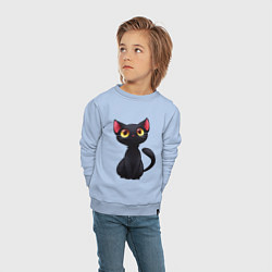 Свитшот хлопковый детский Черный котенок, цвет: мягкое небо — фото 2