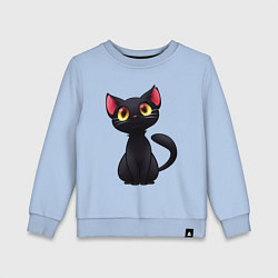 Свитшот хлопковый детский Черный котенок, цвет: мягкое небо