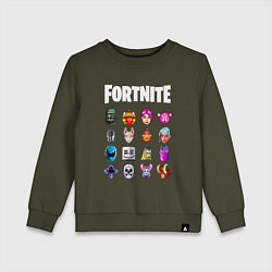 Свитшот хлопковый детский FORTNITE, цвет: хаки