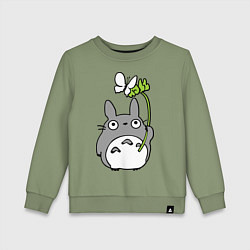 Свитшот хлопковый детский Totoro и бабочка, цвет: авокадо