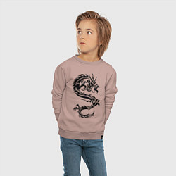 Свитшот хлопковый детский Дракон орнамент, цвет: пыльно-розовый — фото 2