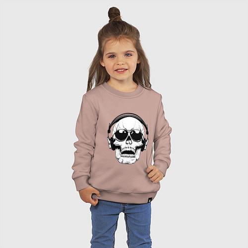 Детский свитшот Skull Music lover / Пыльно-розовый – фото 3