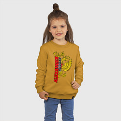 Свитшот хлопковый детский Александр золотой герб РФ, цвет: горчичный — фото 2