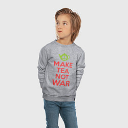 Свитшот хлопковый детский Make tea not war, цвет: меланж — фото 2