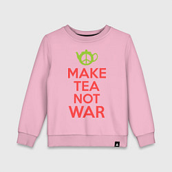 Свитшот хлопковый детский Make tea not war, цвет: светло-розовый