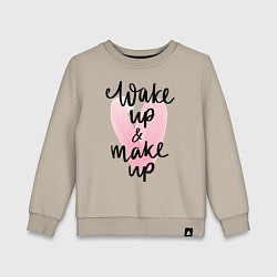 Свитшот хлопковый детский Wake up & Make up, цвет: миндальный