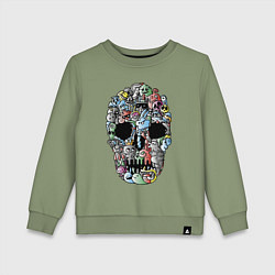 Свитшот хлопковый детский Tosh Cool skull, цвет: авокадо