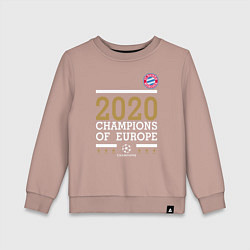 Свитшот хлопковый детский FC Bayern Munchen Champions of Europe 2020, цвет: пыльно-розовый