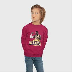 Свитшот хлопковый детский LeBron - Lakers, цвет: маджента — фото 2